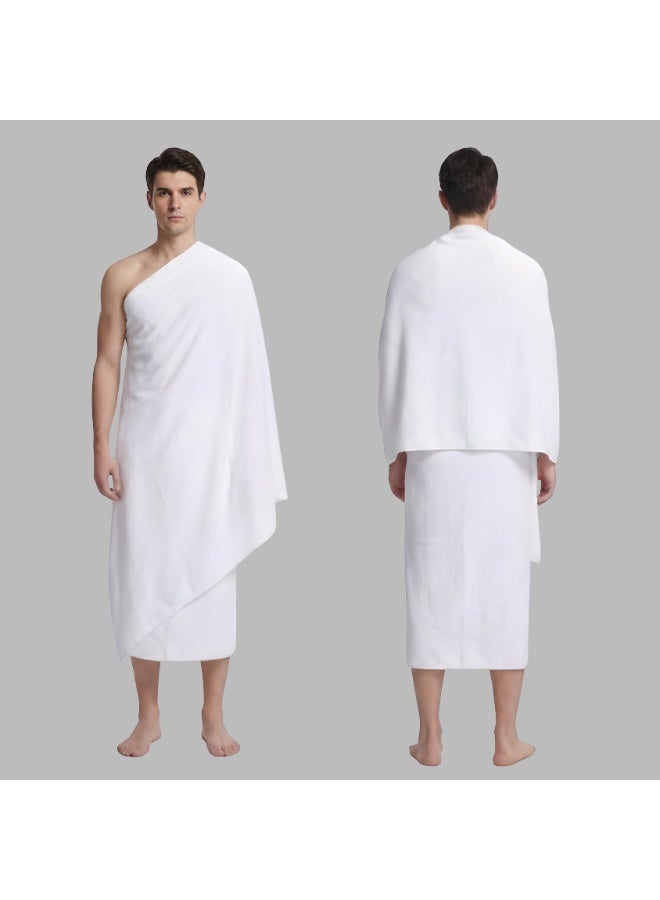 قطني إحرام قطني 100% للرجال – منشفة إحرام ناعمة وخفيفة للحج والعمرة – قماش أبيض مريح وممتص للعرق - Image 5